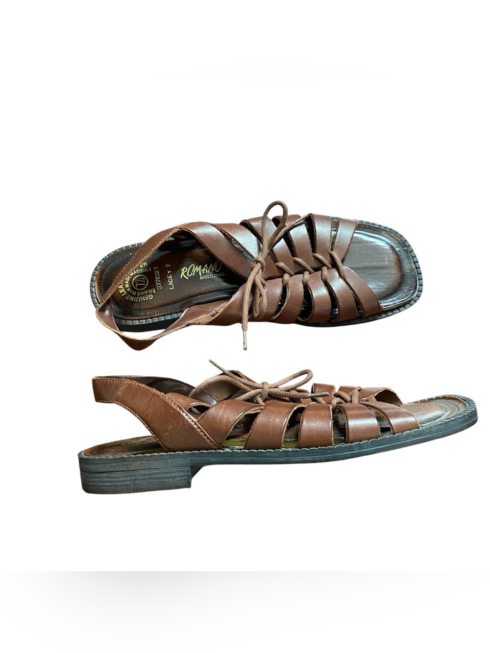 Romano Lace-Up Leather Sandals Women’s 7.5 Made in Brazil